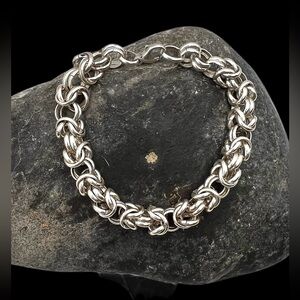 Heavy Sterling Silver Byzantine Chain Mens Womens Bracelet 8.25"